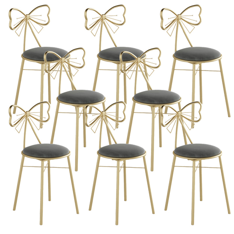 Glam Armless Backrest Counter Stool Iron Cashier Bar Stool with Cushion and Pedal