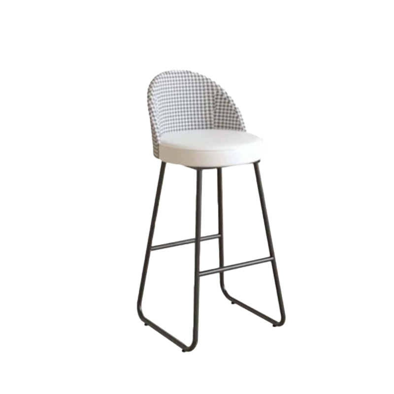 Industrial Leather Counter-height Stool Footrest Shop Dining Stool with Metal Base