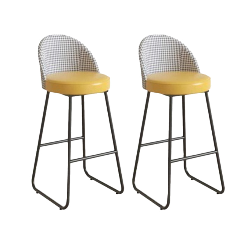 Industrial Leather Counter-height Stool Footrest Shop Dining Stool with Metal Base