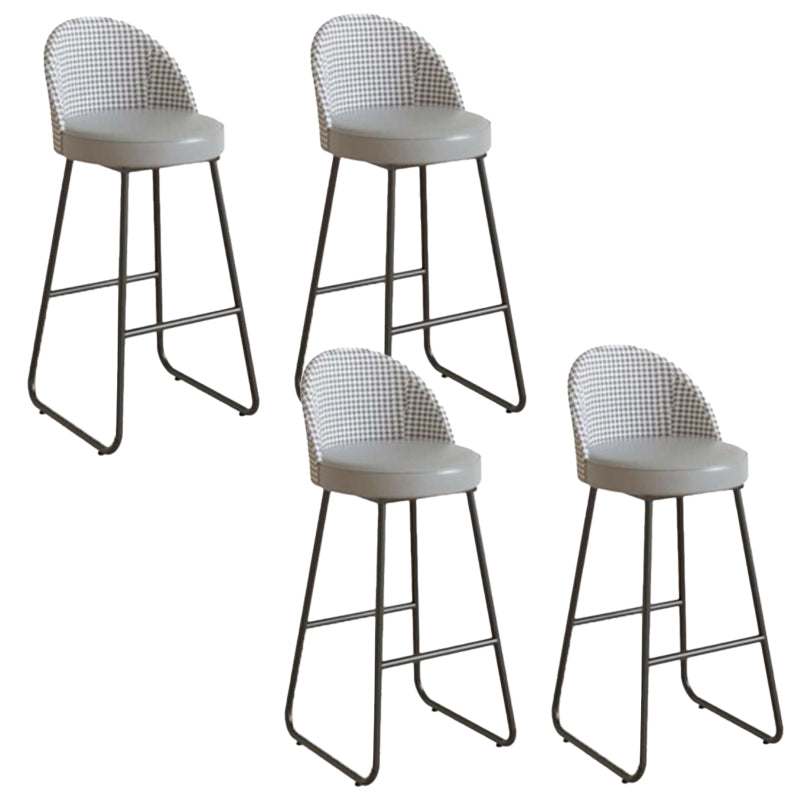 Industrial Leather Counter-height Stool Footrest Shop Dining Stool with Metal Base