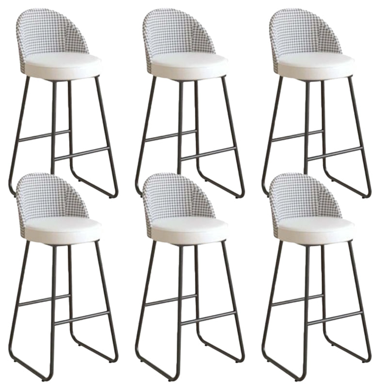 Industrial Leather Counter-height Stool Footrest Shop Dining Stool with Metal Base