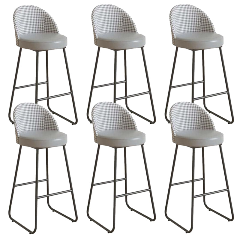 Industrial Leather Counter-height Stool Footrest Shop Dining Stool with Metal Base