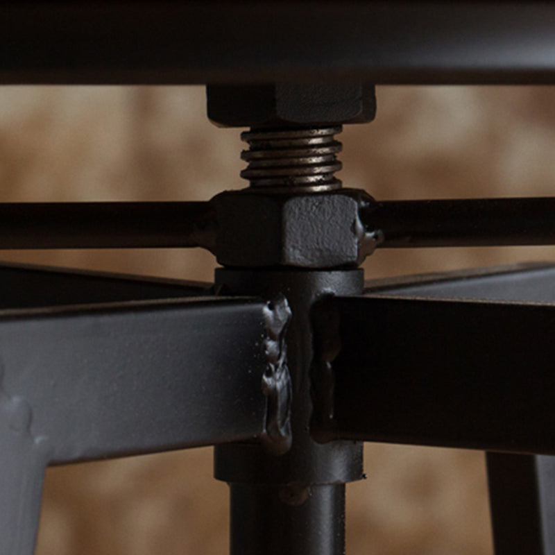 Modern Armless Counter Stool Iron Bar Stool with Wooden Seat and Pedal