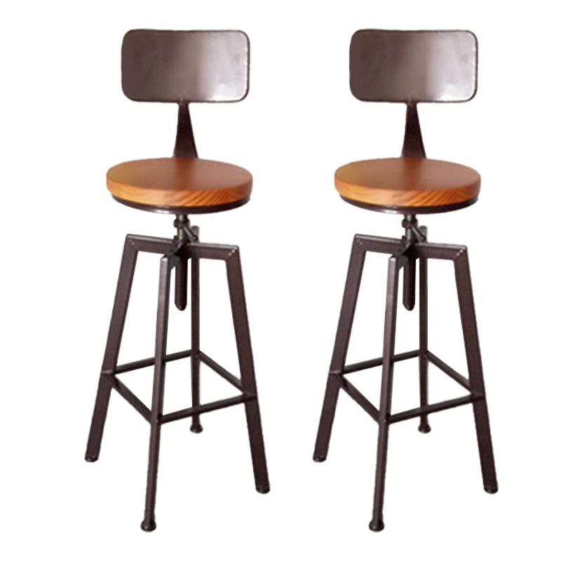 Modern Armless Counter Stool Iron Bar Stool with Wooden Seat and Pedal