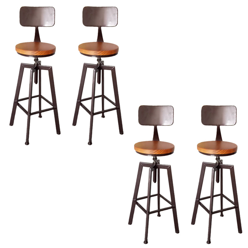 Modern Armless Counter Stool Iron Bar Stool with Wooden Seat and Pedal