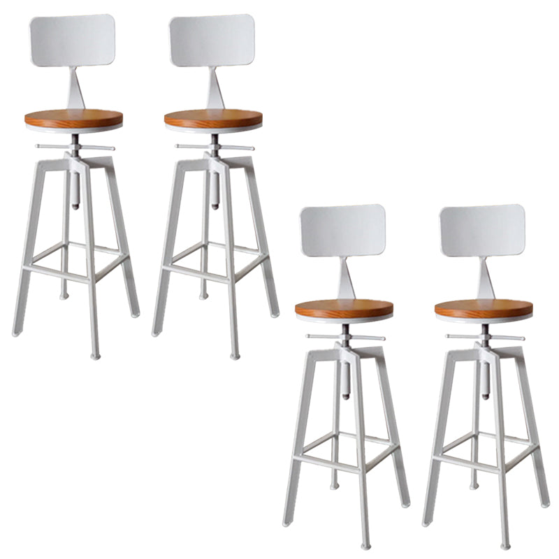 Modern Armless Counter Stool Iron Bar Stool with Wooden Seat and Pedal