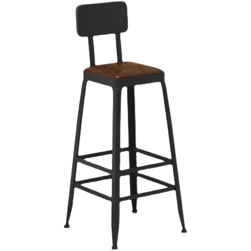 Industrial Square Footrest Counter Chair Metal Low Back Counter and Bar Stool