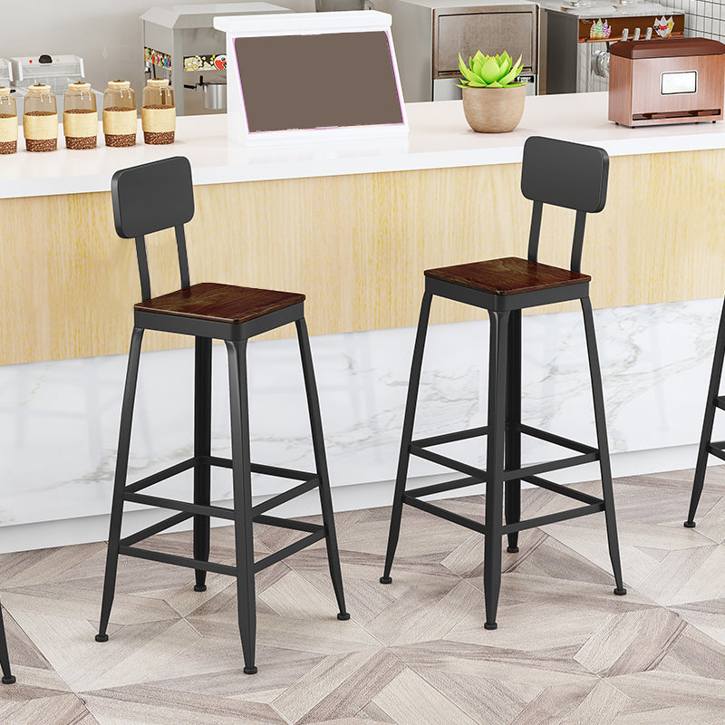 Industrial Square Footrest Counter Chair Metal Low Back Counter and Bar Stool