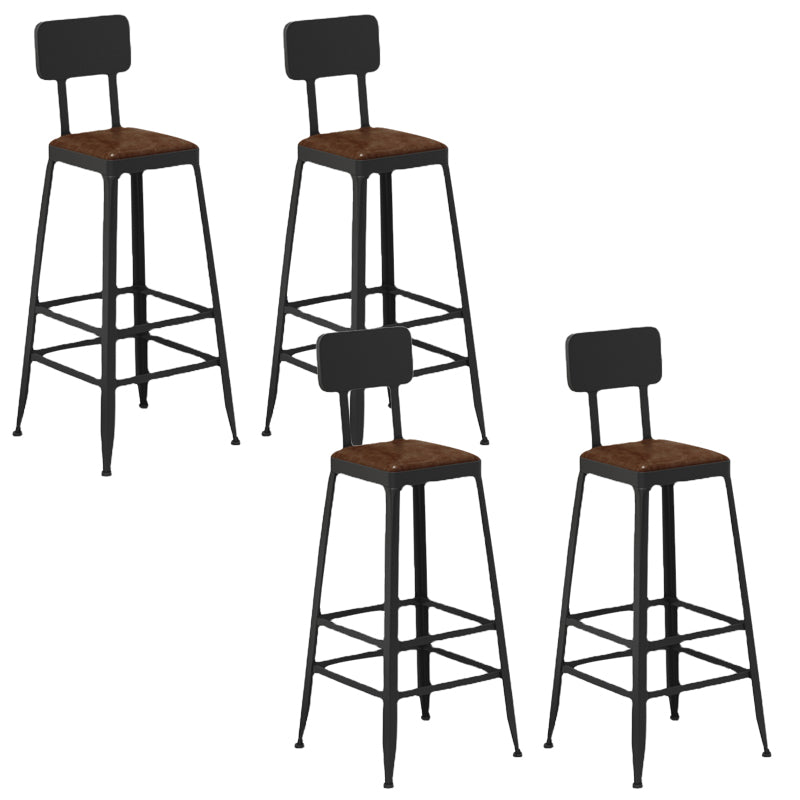 Industrial Square Footrest Counter Chair Metal Low Back Counter and Bar Stool
