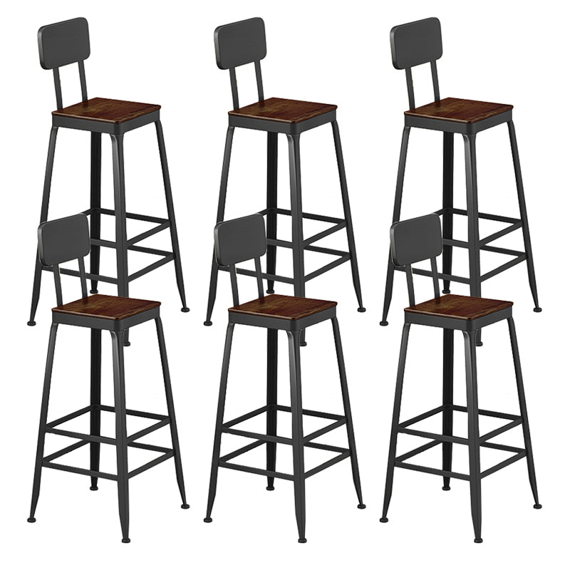 Industrial Square Footrest Counter Chair Metal Low Back Counter and Bar Stool