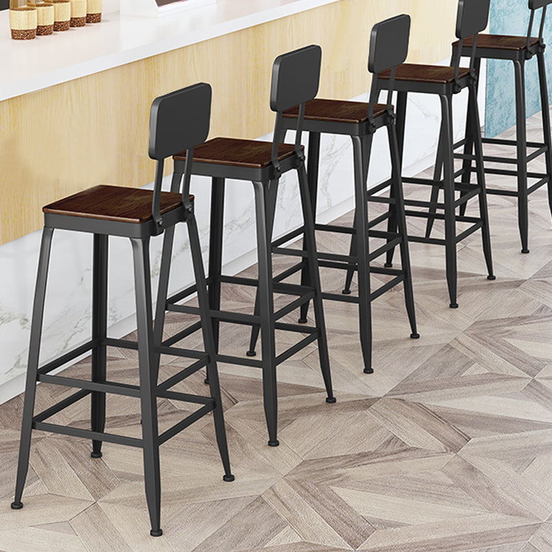 Industrial Square Footrest Counter Chair Metal Low Back Counter and Bar Stool