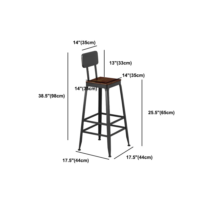 Industrial Square Footrest Counter Chair Metal Low Back Counter and Bar Stool