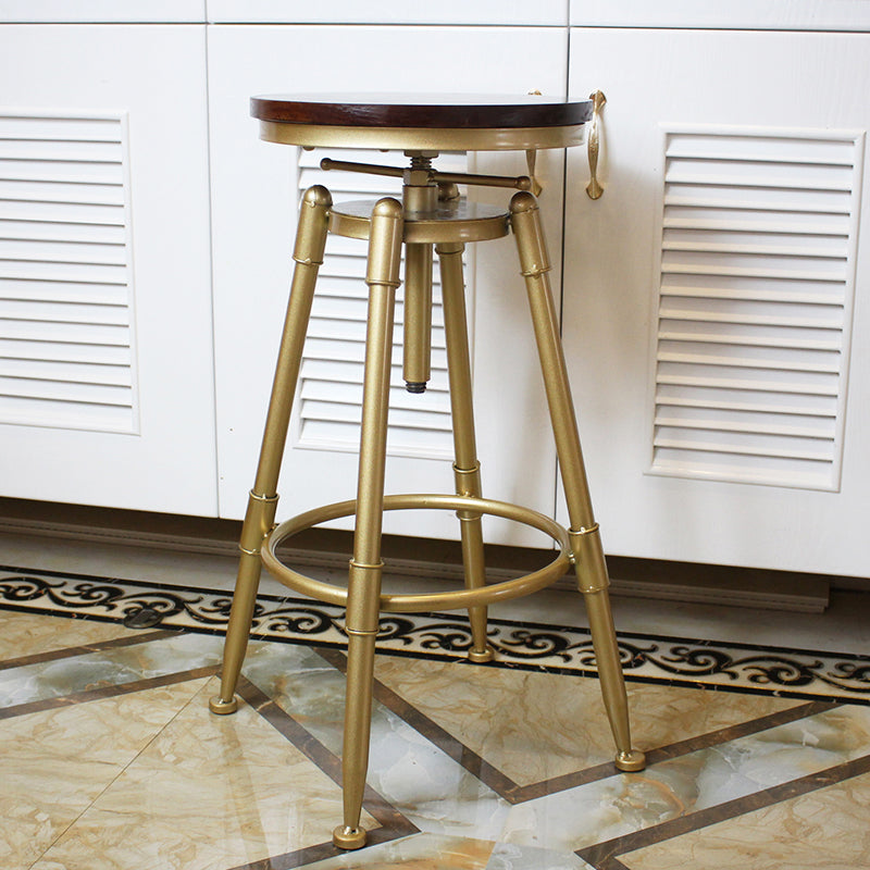 Nordic Armless Counter Stool Iron Bar Stool with Seat and Pedal