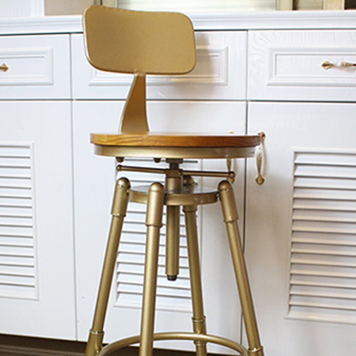 Nordic Armless Counter Stool Iron Bar Stool with Seat and Pedal