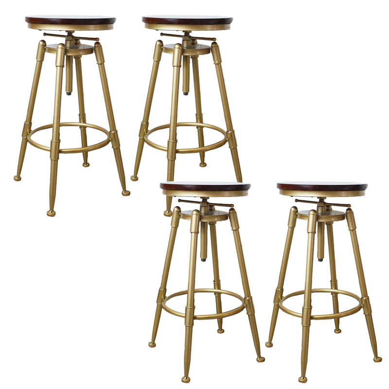 Nordic Armless Counter Stool Iron Bar Stool with Seat and Pedal