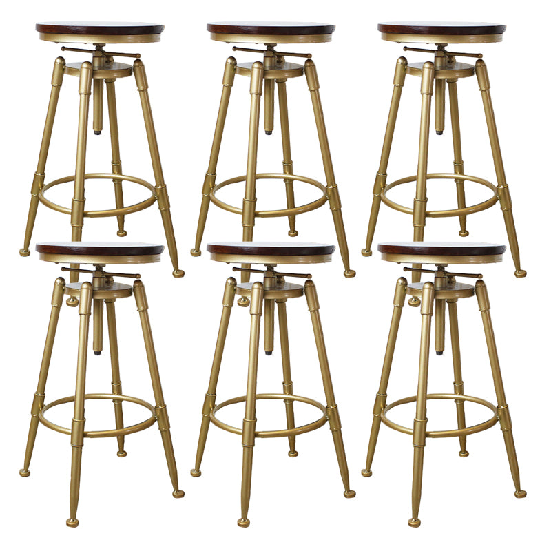 Nordic Armless Counter Stool Iron Bar Stool with Seat and Pedal