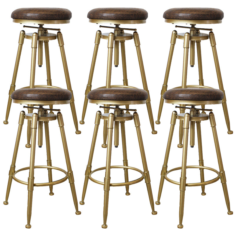 Nordic Armless Counter Stool Iron Bar Stool with Seat and Pedal