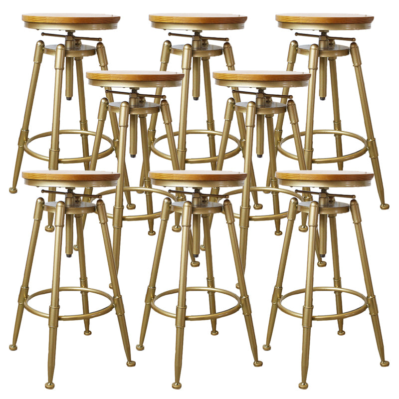 Nordic Armless Counter Stool Iron Bar Stool with Seat and Pedal