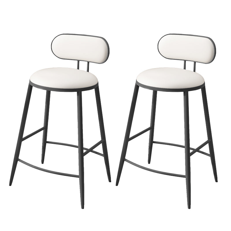 Indoor Round Modern Bar & Counter Stool White Upholstered Low Back Counter Bar Stool