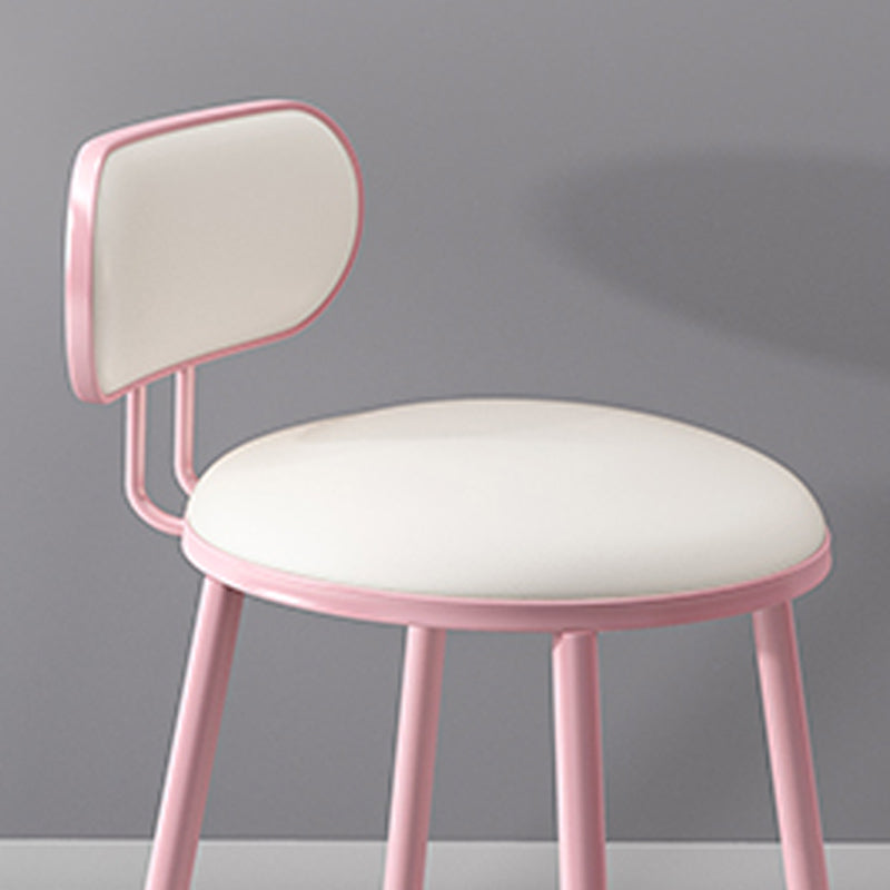 Indoor Round Modern Bar & Counter Stool White Upholstered Low Back Counter Bar Stool