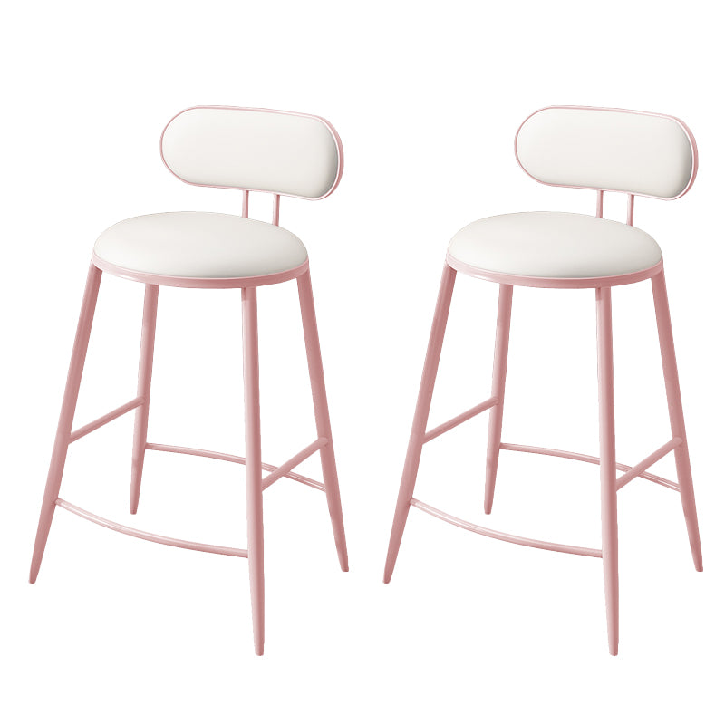 Indoor Round Modern Bar & Counter Stool White Upholstered Low Back Counter Bar Stool
