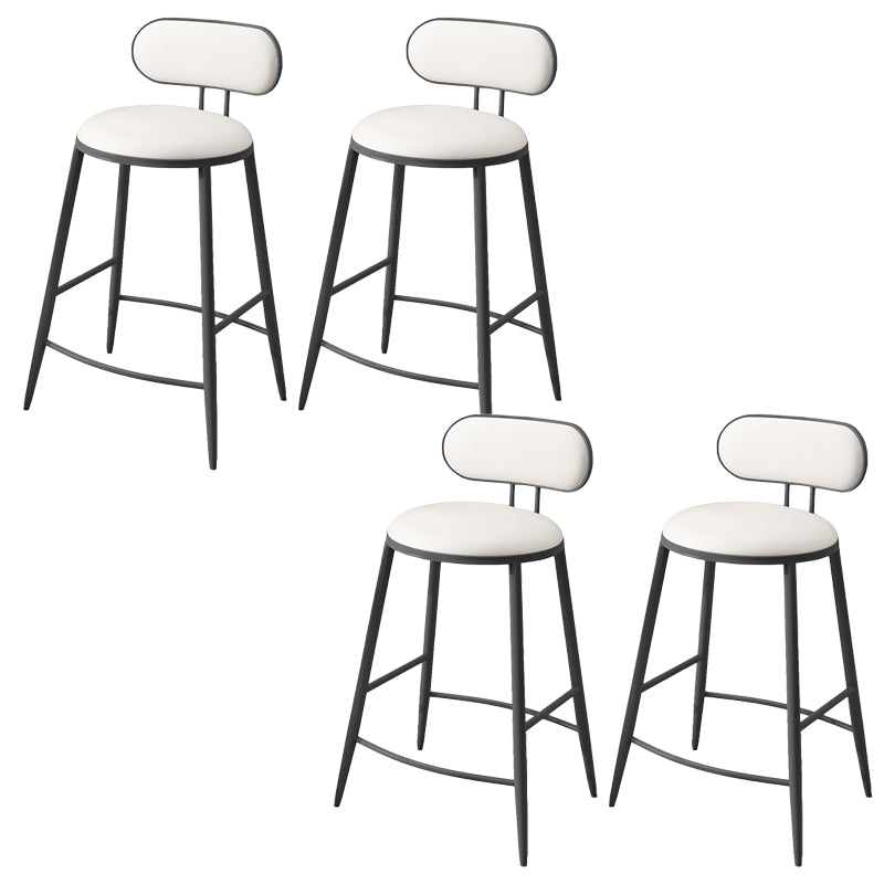 Indoor Round Modern Bar & Counter Stool White Upholstered Low Back Counter Bar Stool