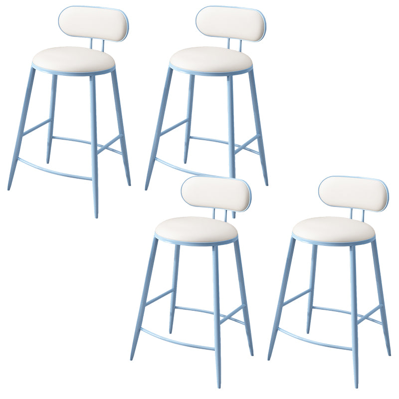Indoor Round Modern Bar & Counter Stool White Upholstered Low Back Counter Bar Stool