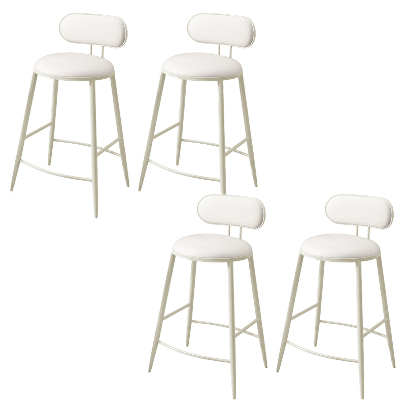 Indoor Round Modern Bar & Counter Stool White Upholstered Low Back Counter Bar Stool