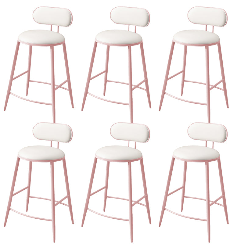 Indoor Round Modern Bar & Counter Stool White Upholstered Low Back Counter Bar Stool