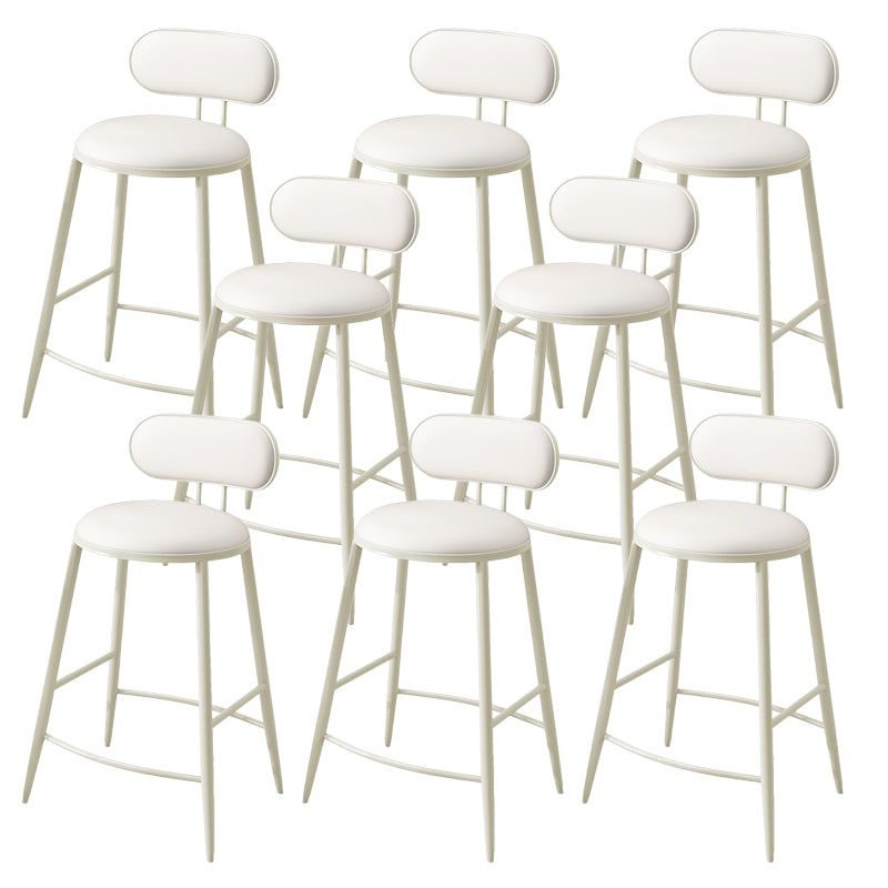 Indoor Round Modern Bar & Counter Stool White Upholstered Low Back Counter Bar Stool