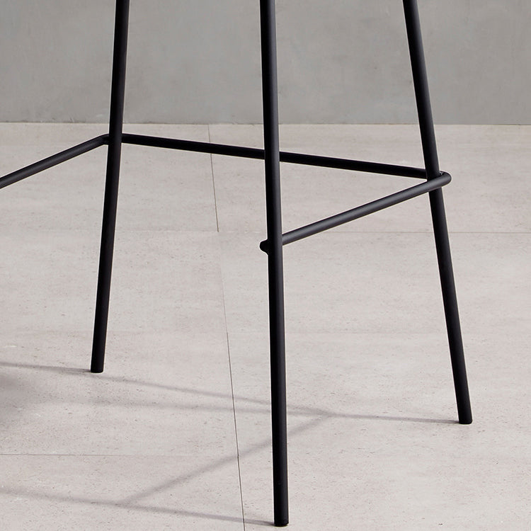 Matte Finish Leather Barstool Nordic Style Coffee Shop Low Back Stool