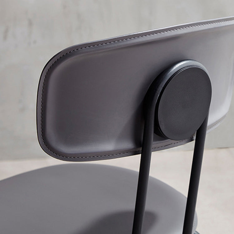 Matte Finish Leather Barstool Nordic Style Coffee Shop Low Back Stool