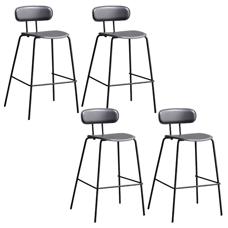 Matte Finish Leather Barstool Nordic Style Coffee Shop Low Back Stool