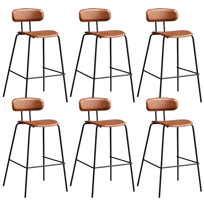 Matte Finish Leather Barstool Nordic Style Coffee Shop Low Back Stool