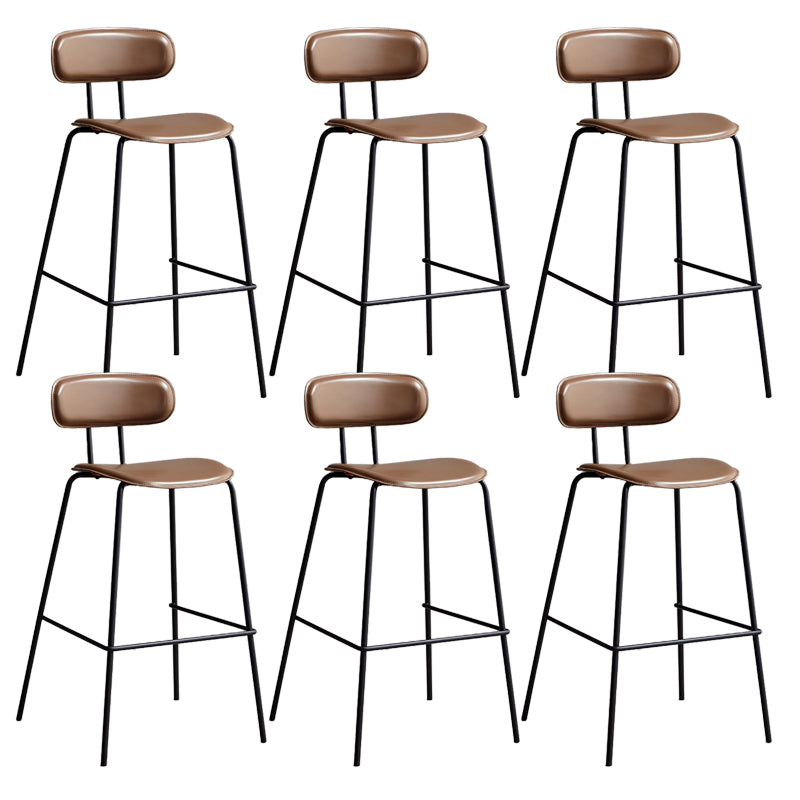 Matte Finish Leather Barstool Nordic Style Coffee Shop Low Back Stool