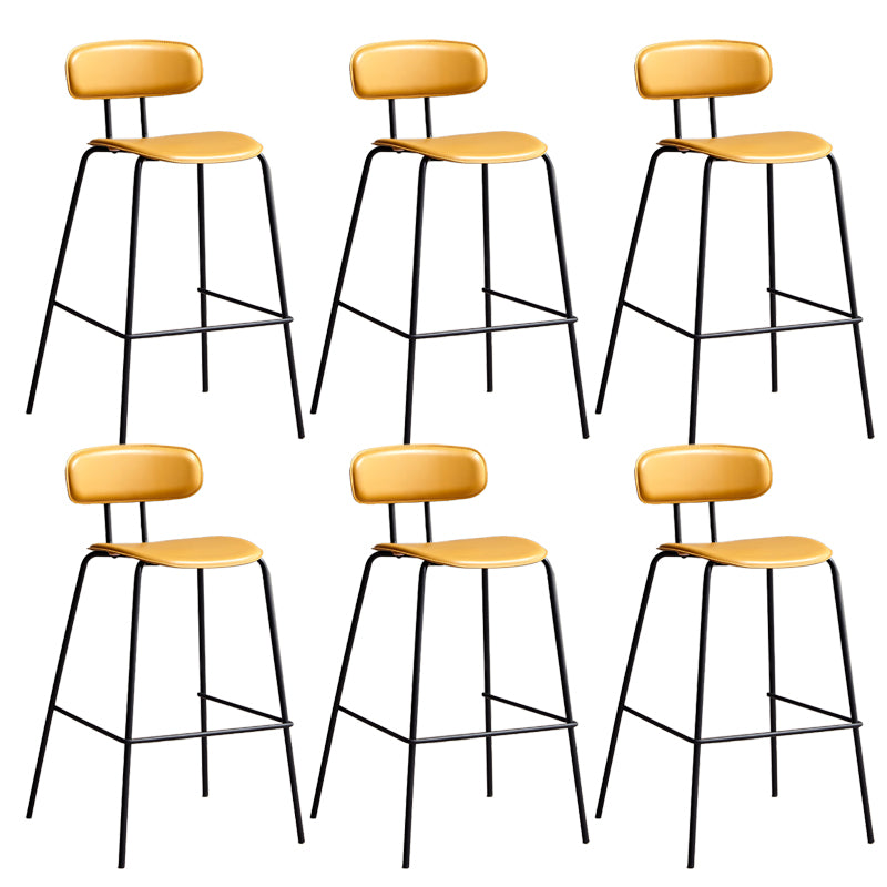 Matte Finish Leather Barstool Nordic Style Coffee Shop Low Back Stool