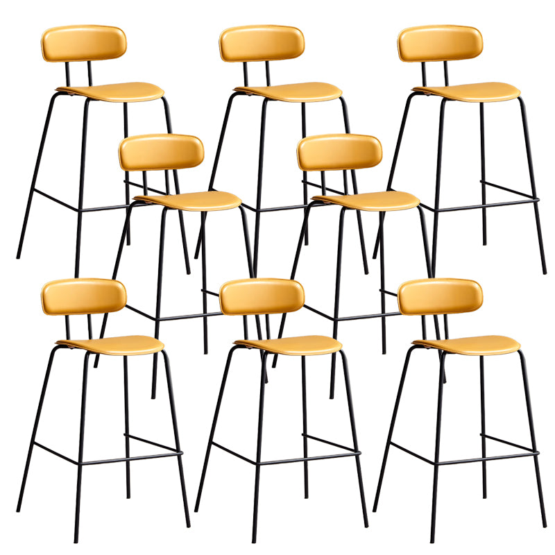 Matte Finish Leather Barstool Nordic Style Coffee Shop Low Back Stool