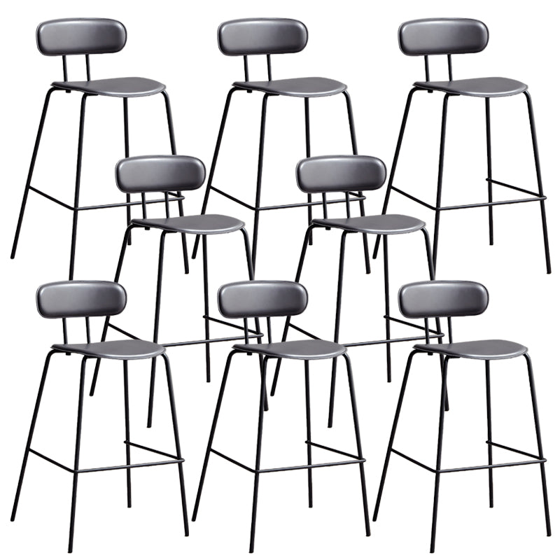 Matte Finish Leather Barstool Nordic Style Coffee Shop Low Back Stool