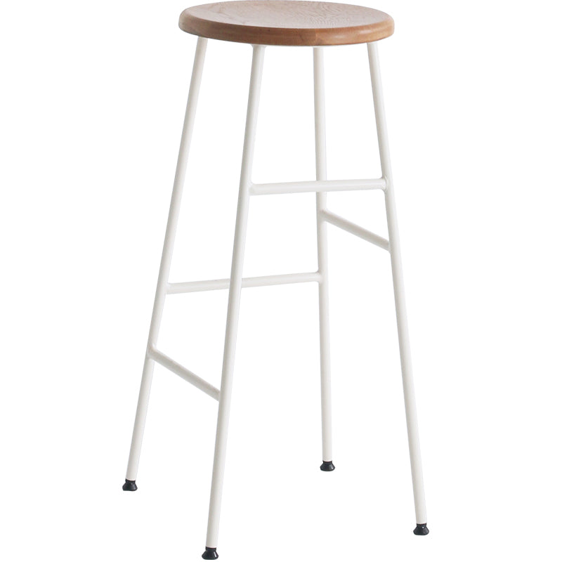 Modern Solid Wood Counter-height Stool Footrest Coffee Shop Round Bar Stools