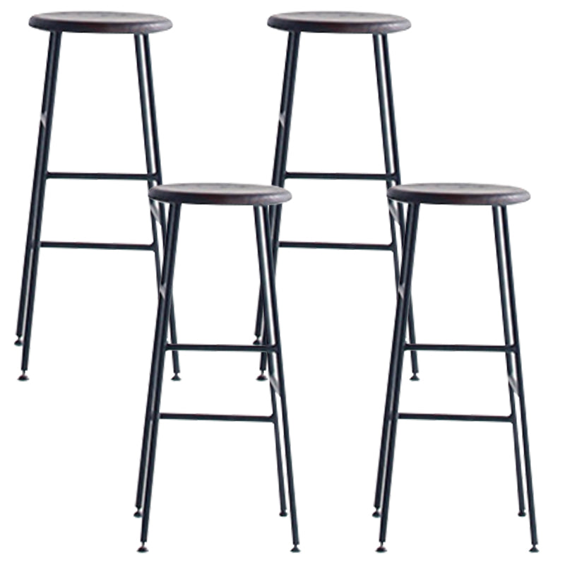 Modern Solid Wood Counter-height Stool Footrest Coffee Shop Round Bar Stools