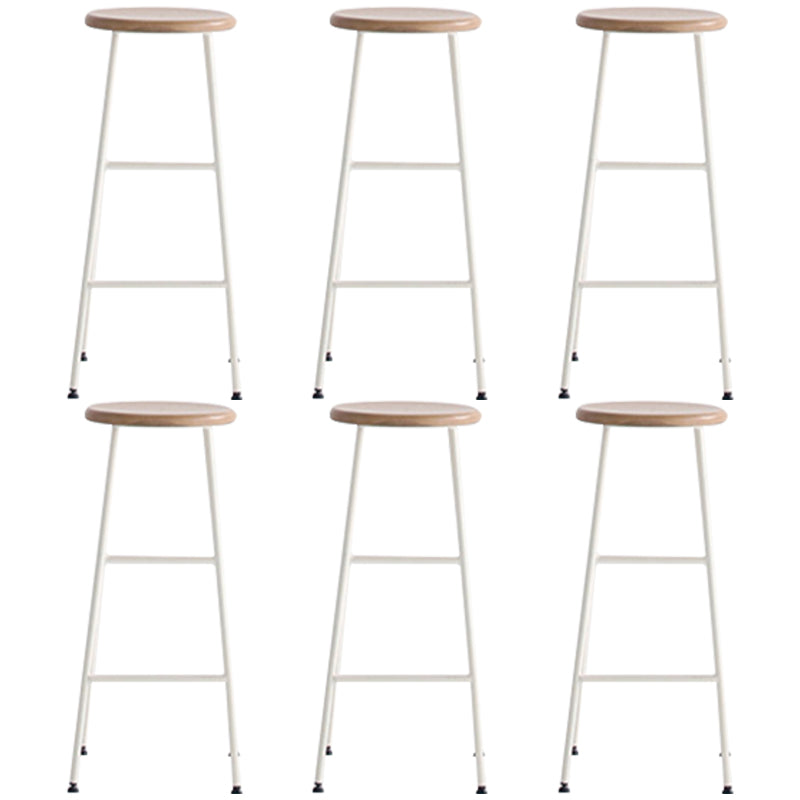 Modern Solid Wood Counter-height Stool Footrest Coffee Shop Round Bar Stools