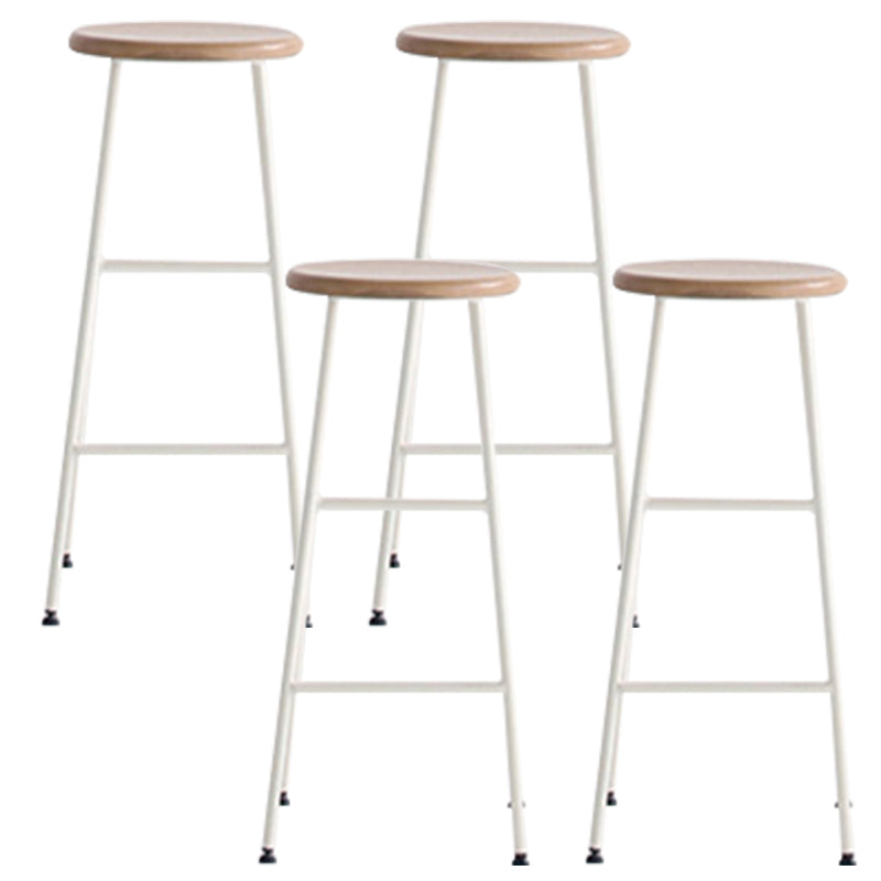 Modern Solid Wood Counter-height Stool Footrest Coffee Shop Round Bar Stools