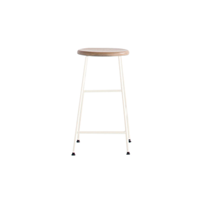 Modern Solid Wood Counter-height Stool Footrest Coffee Shop Round Bar Stools