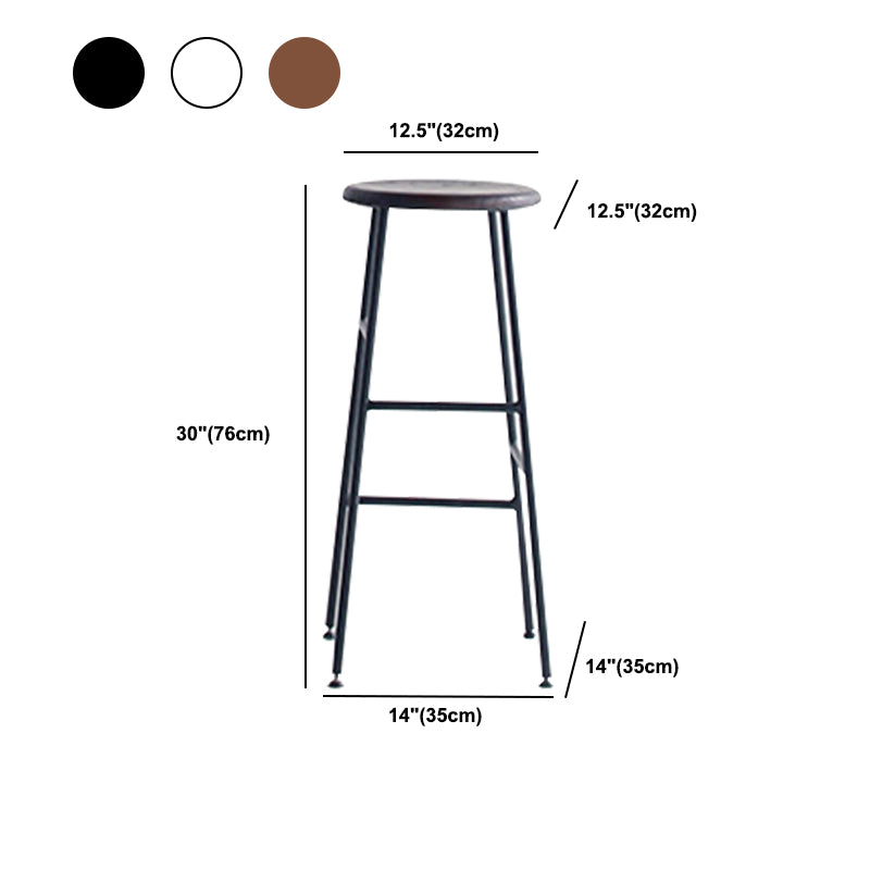 Modern Solid Wood Counter-height Stool Footrest Coffee Shop Round Bar Stools