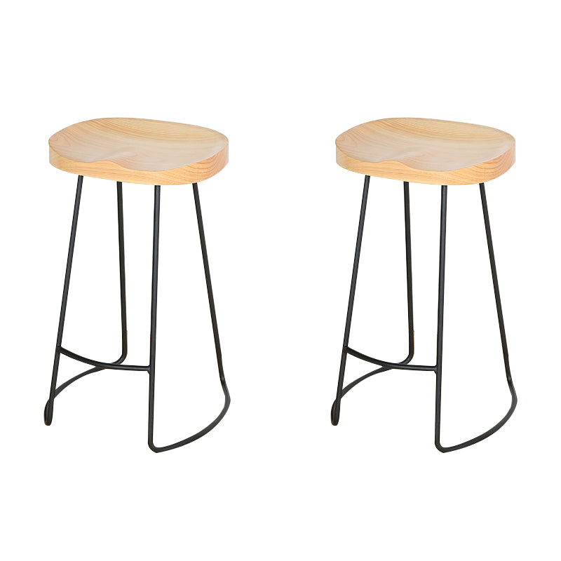 Modern Solid Wood Counter Stool Footrest Saddle Seat Counter Bar Stool in Natural