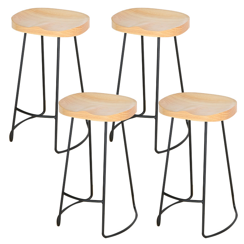 Modern Solid Wood Counter Stool Footrest Saddle Seat Counter Bar Stool in Natural