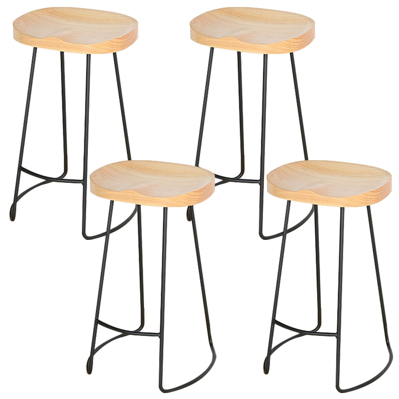 Modern Solid Wood Counter Stool Footrest Saddle Seat Counter Bar Stool in Natural