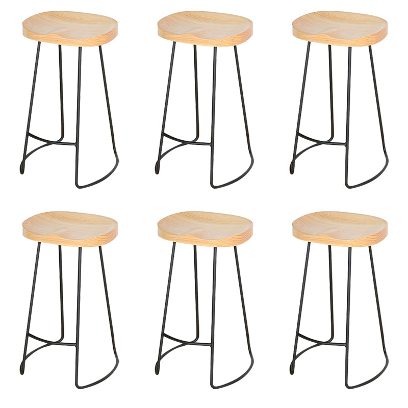 Modern Solid Wood Counter Stool Footrest Saddle Seat Counter Bar Stool in Natural