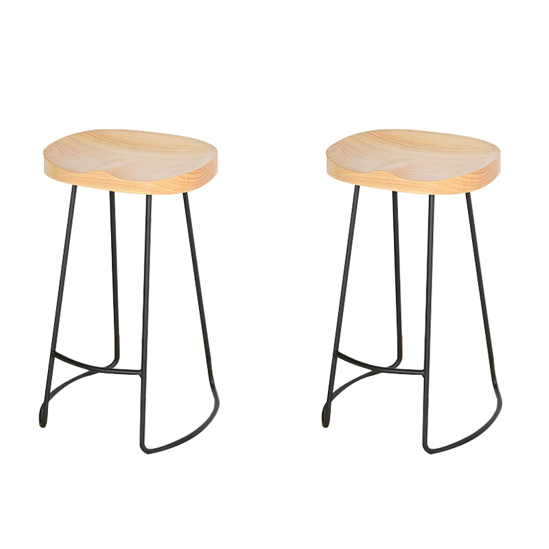 Modern Solid Wood Counter Stool Footrest Saddle Seat Counter Bar Stool in Natural