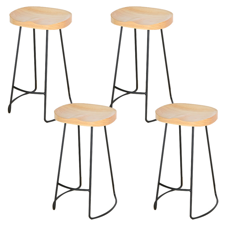 Modern Solid Wood Counter Stool Footrest Saddle Seat Counter Bar Stool in Natural